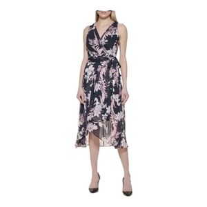 TOMMY HILFIGER FAUX WRAP FLORAL HIGH LOW MAXI DRESS SIZE 12P